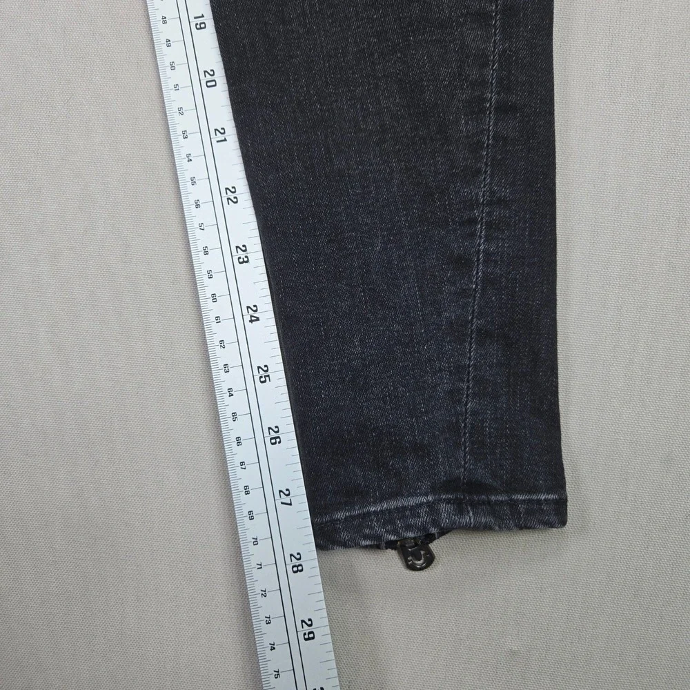 True Religion Halle Mid Rise Super Skinny‎ Jeans Black Wash Zipper Ankle Size 28 - Picture 14 of 15